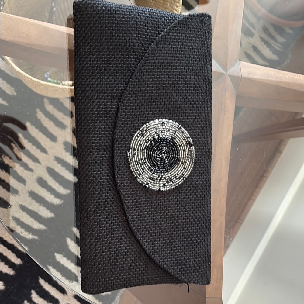 Black Clutch with Beaded Accent